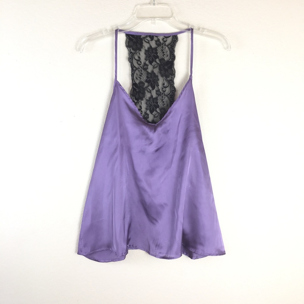 Mickey & Joey Lace Purple Spaghetti Strap Tank